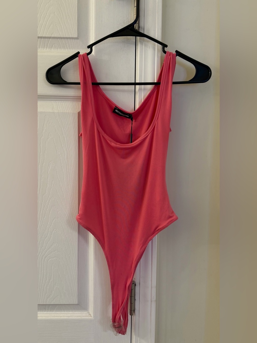 NWT PrettyLittleThing Pink Recycled Slinky Scoop Neck Bodysuit